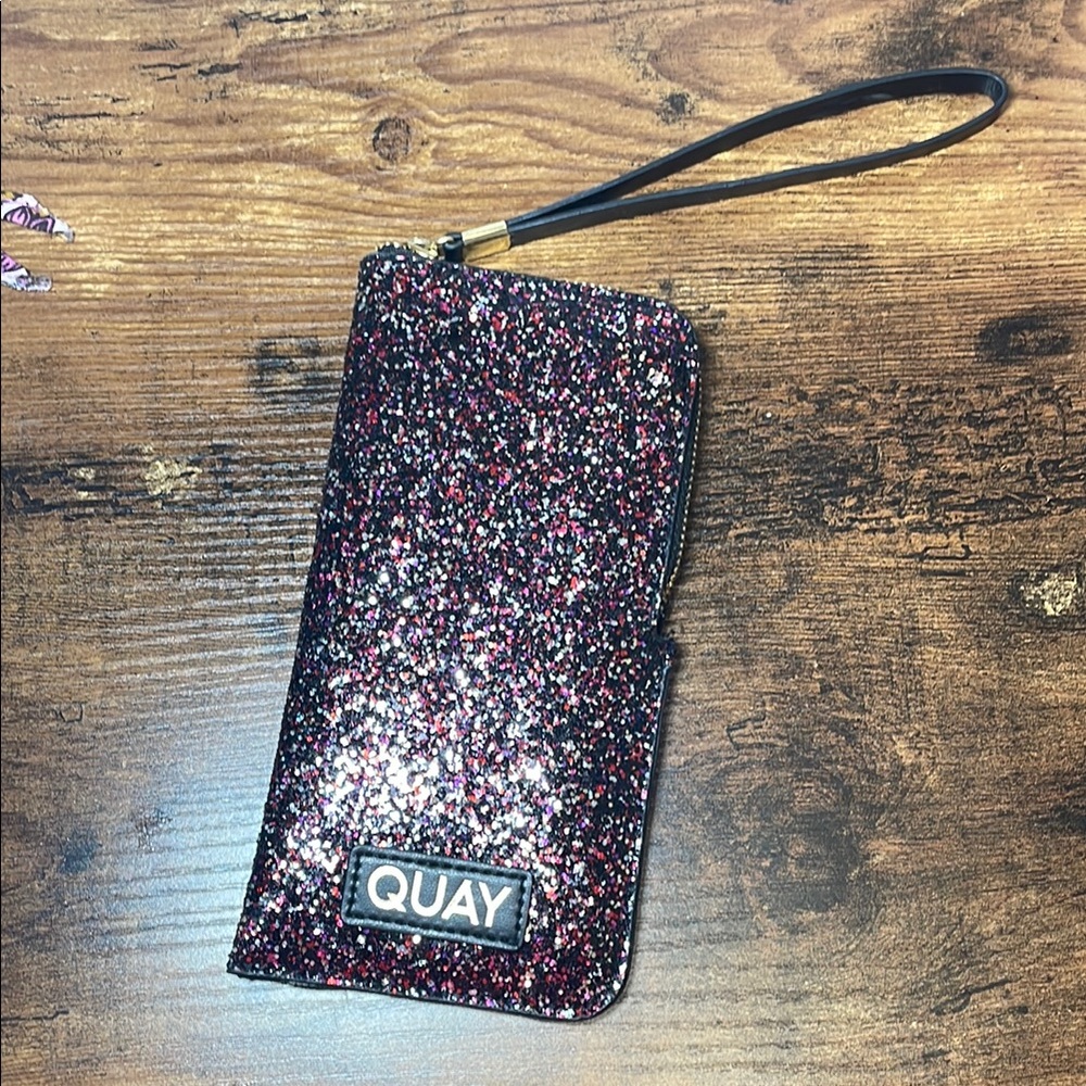 Quay Australia Glitter Black and Pink Sunglasses Case